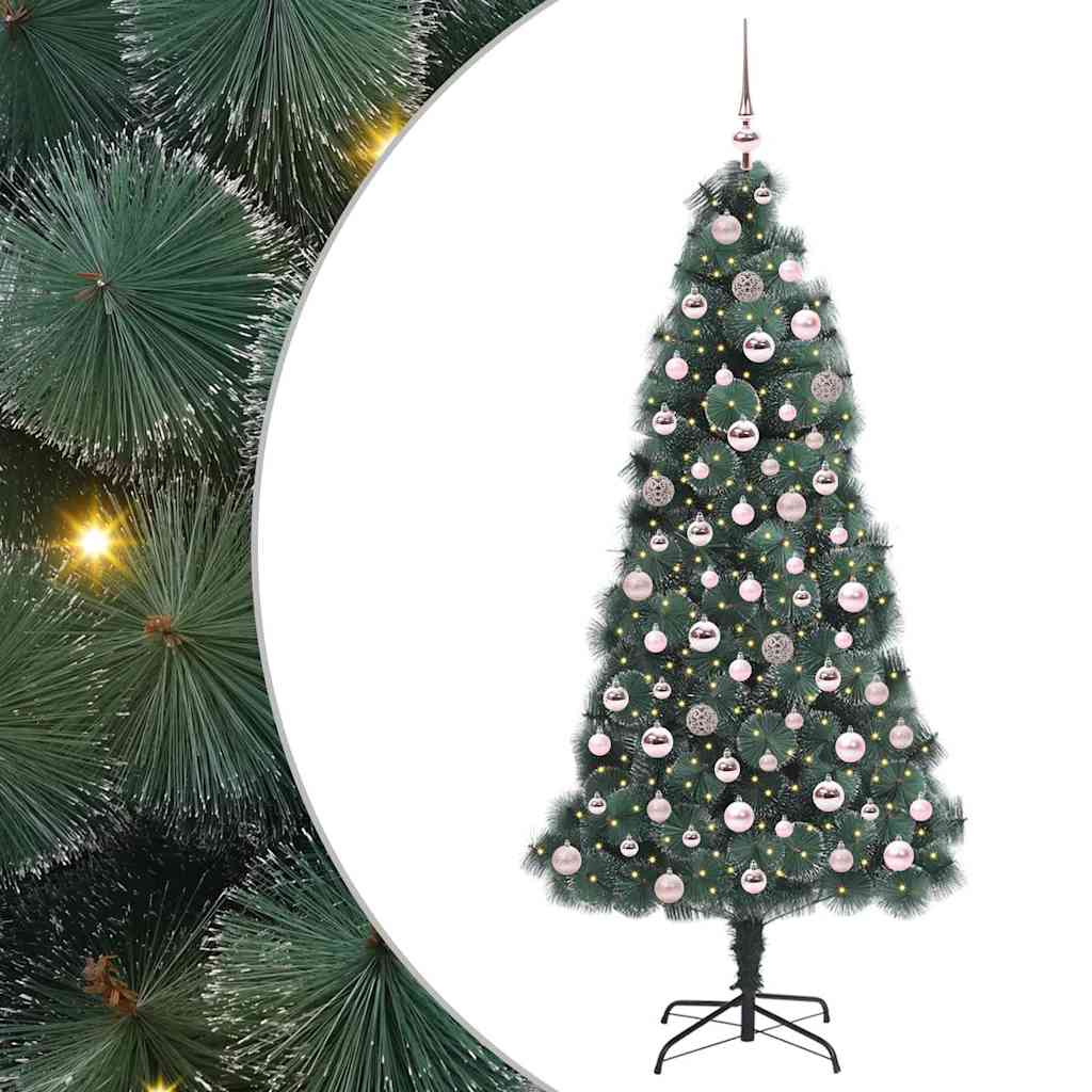 Albero di Natale Artificiale Pre-illuminato con Set di Palline