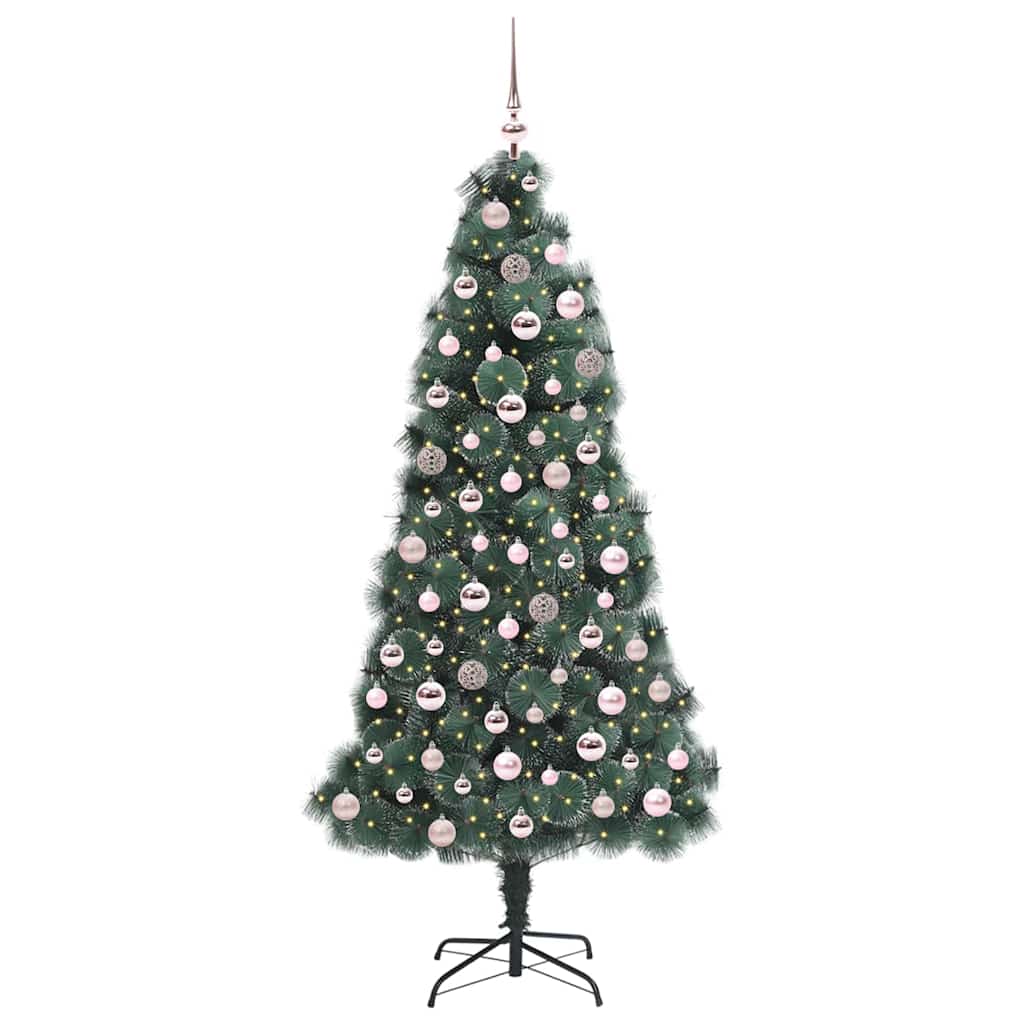 Albero di Natale Artificiale Pre-illuminato con Set di Palline