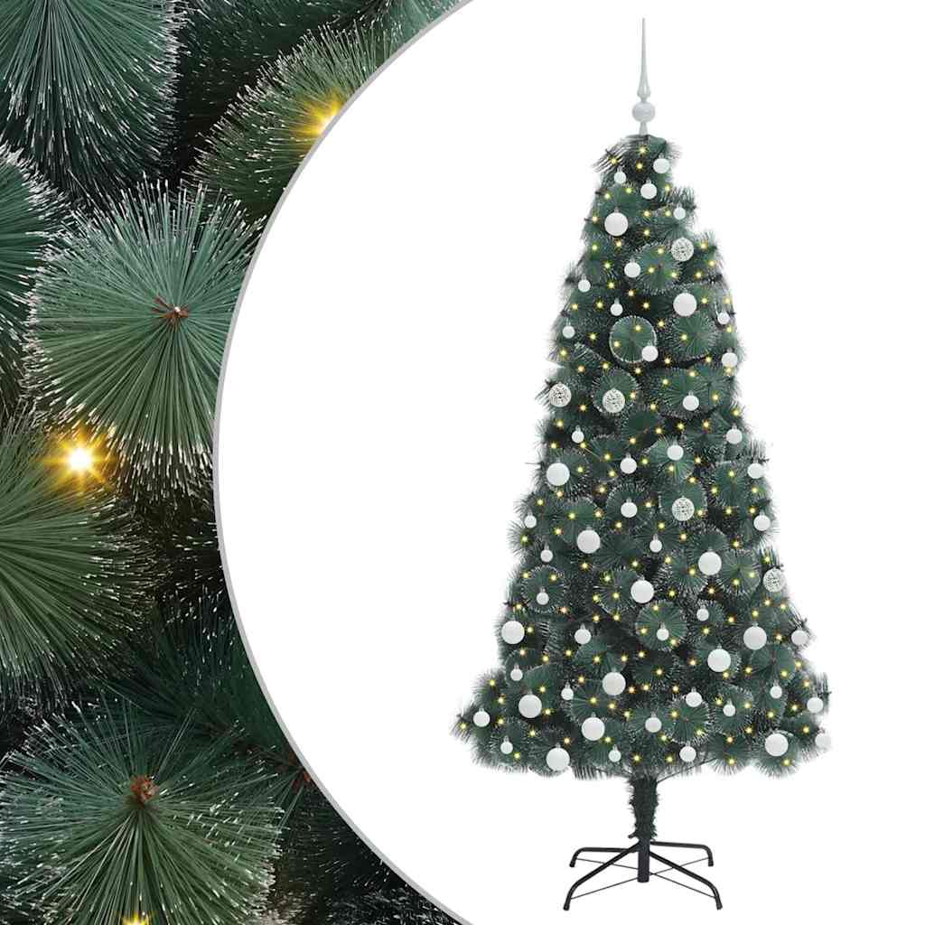 Albero di Natale Artificiale Pre-illuminato con Set di Palline