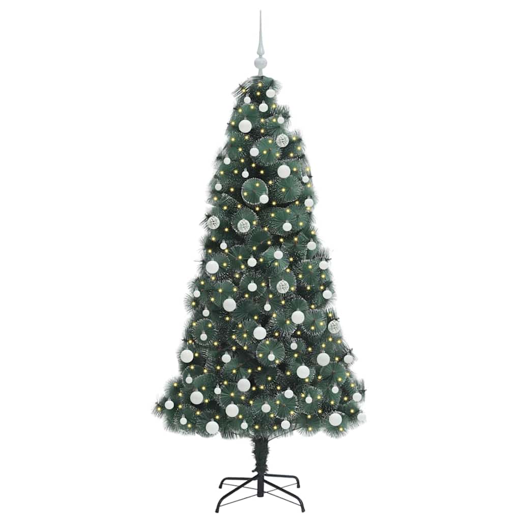 Albero di Natale Artificiale Pre-illuminato con Set di Palline