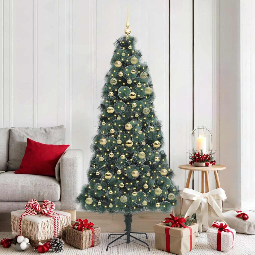 Albero di Natale Artificiale Pre-illuminato con Set di Palline