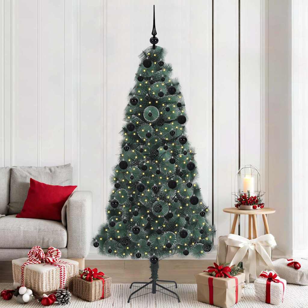 Albero di Natale artificiale preilluminato con set di palline
