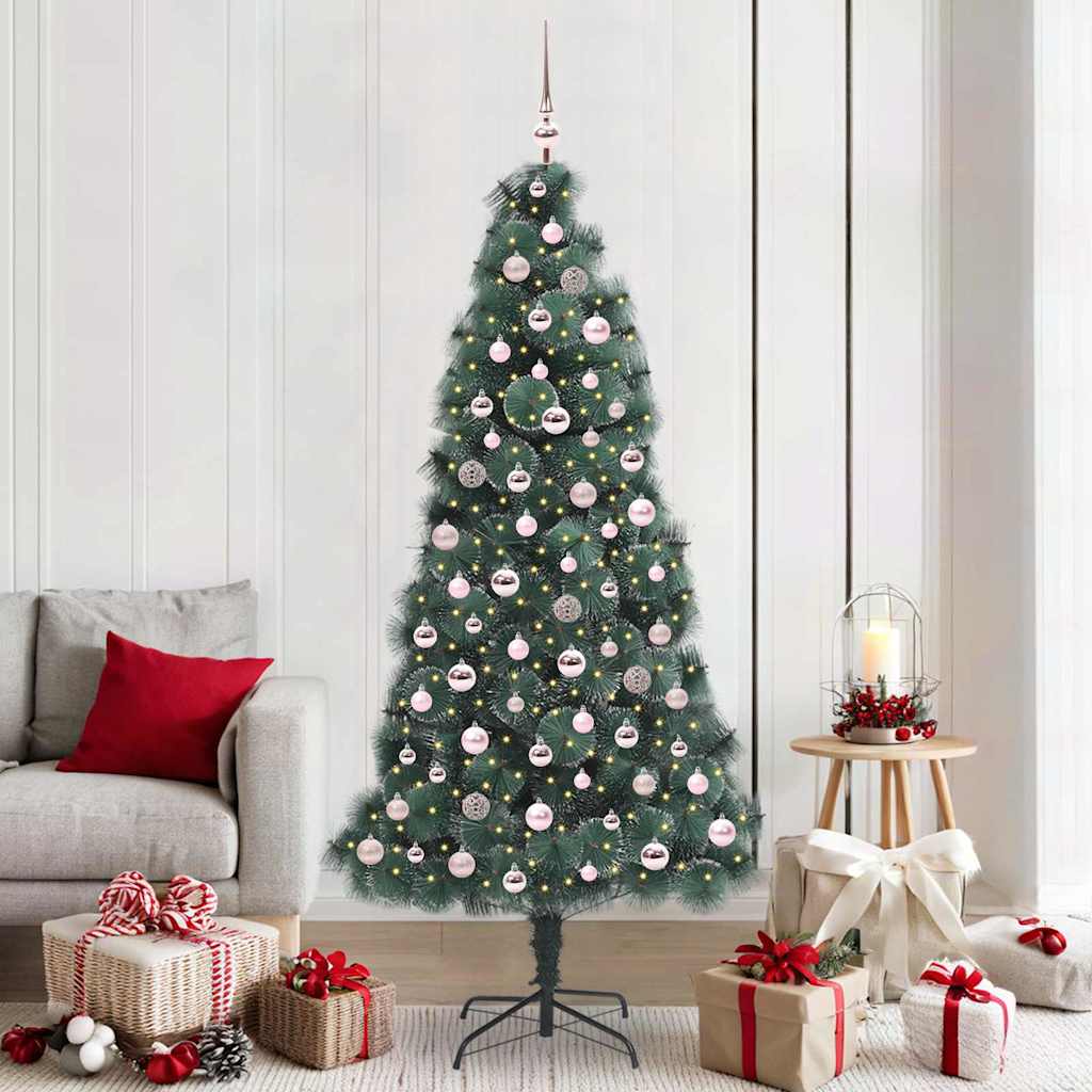 Albero di Natale artificiale preilluminato con set di palline