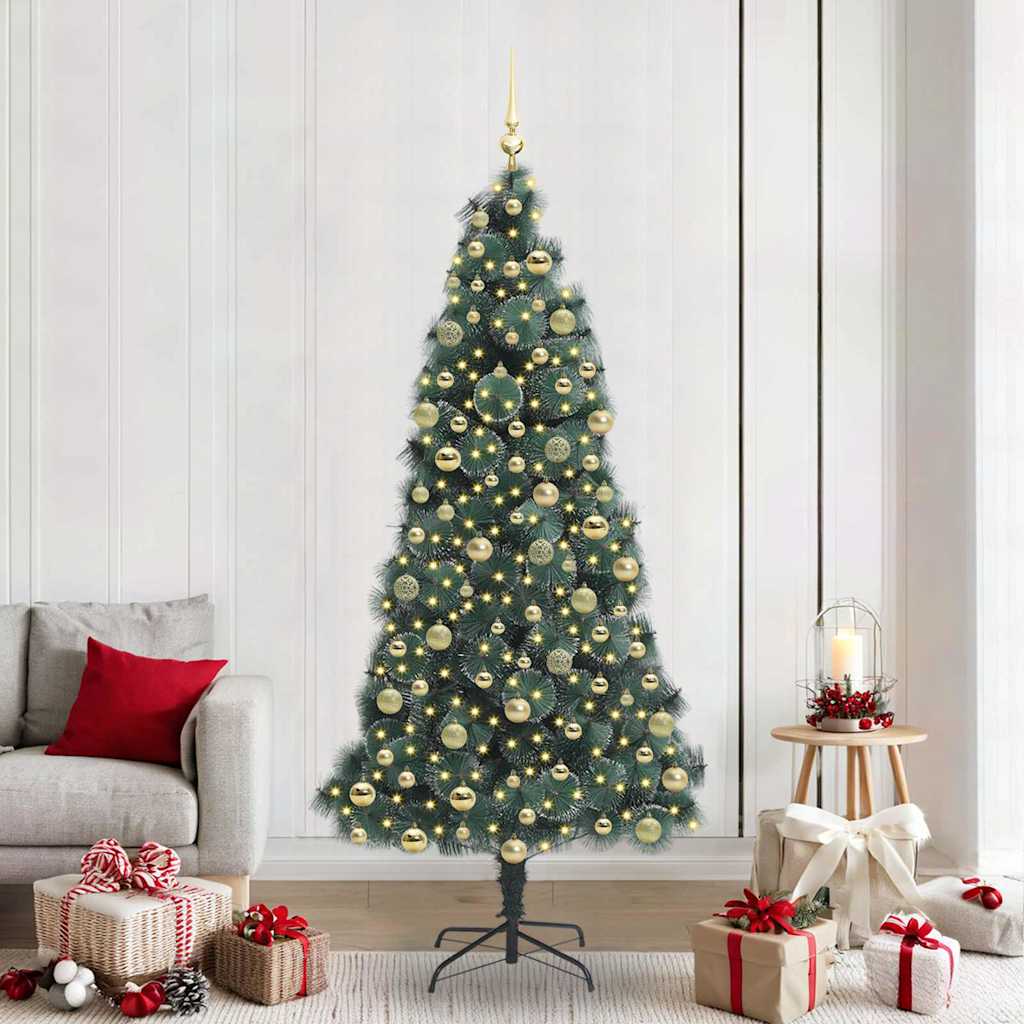 Albero di Natale Artificiale Pre-illuminato con Set di Palline