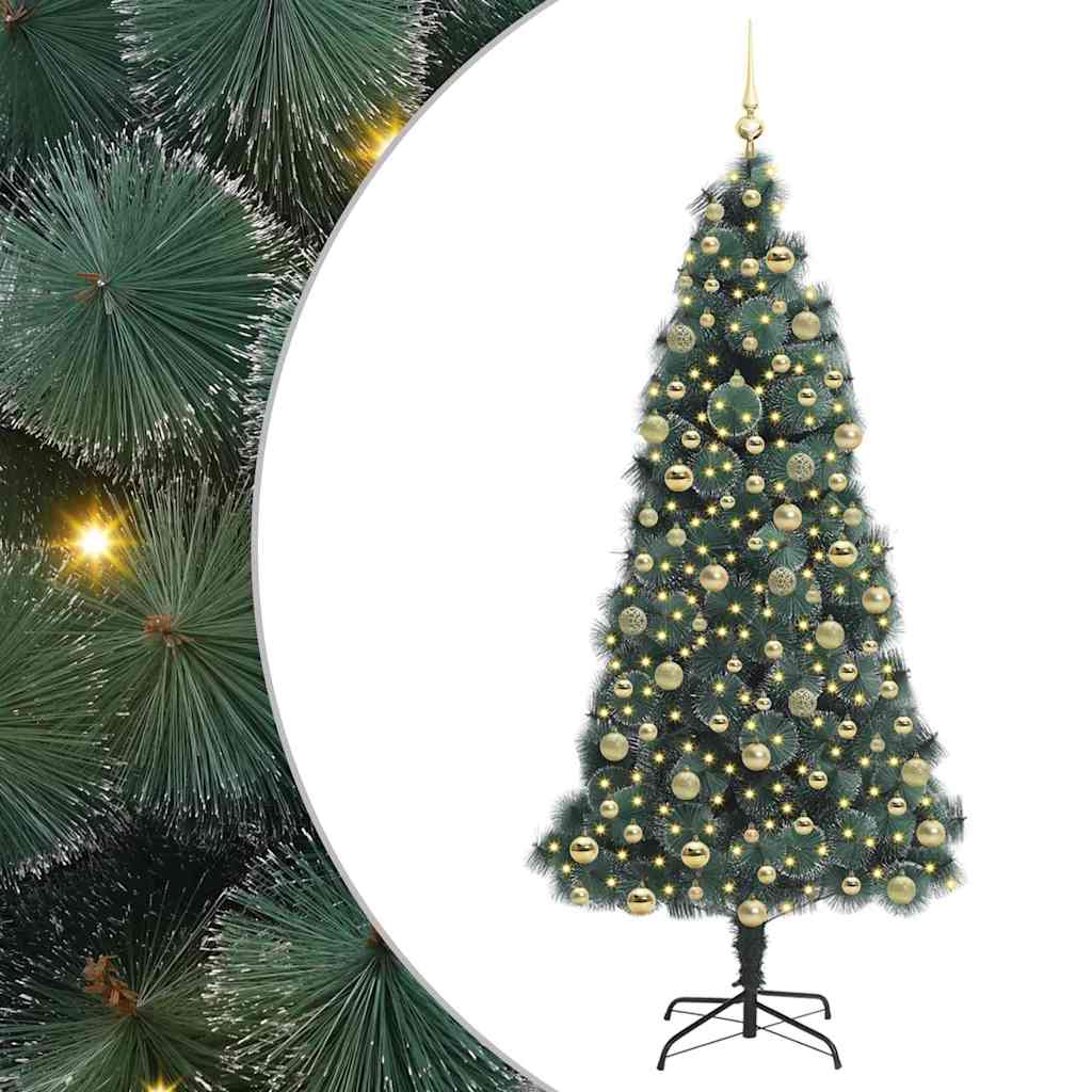 Albero di Natale Artificiale Pre-illuminato con Set di Palline