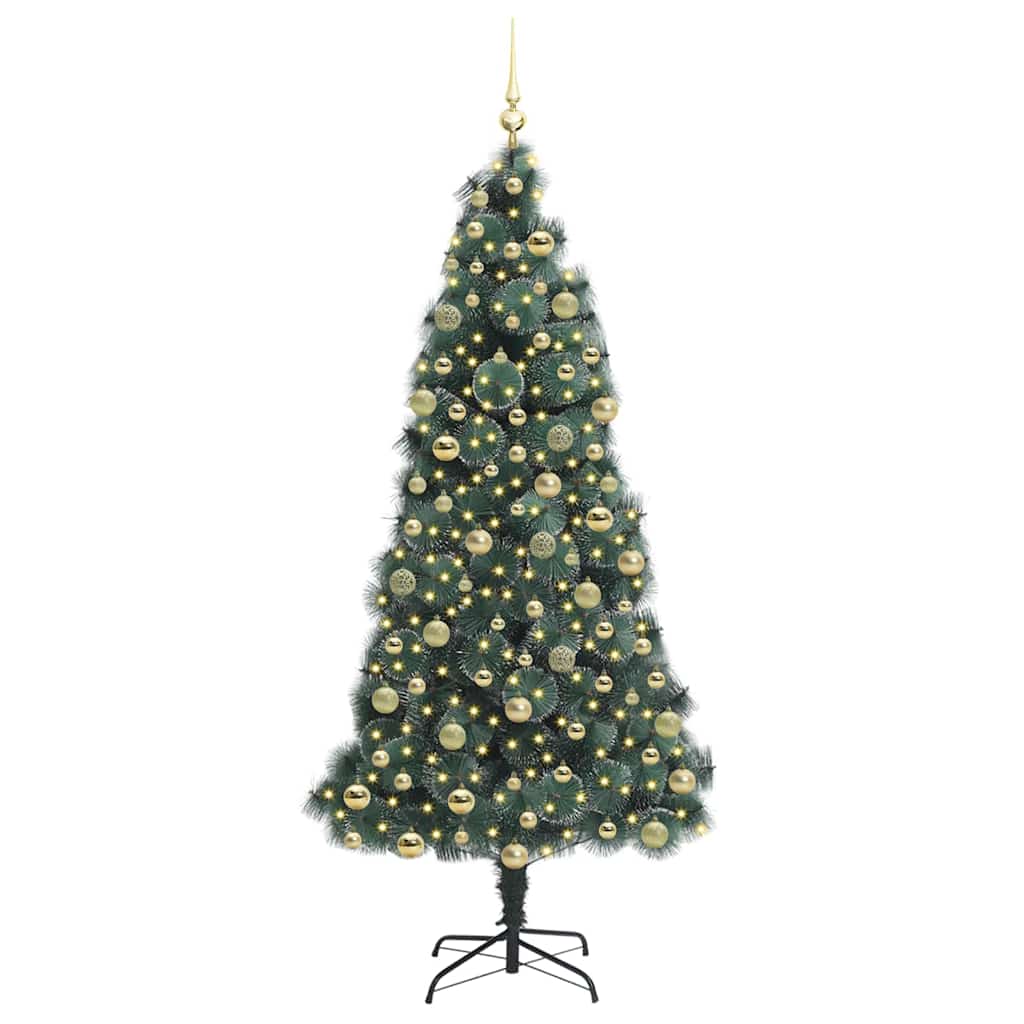 Albero di Natale Artificiale Pre-illuminato con Set di Palline