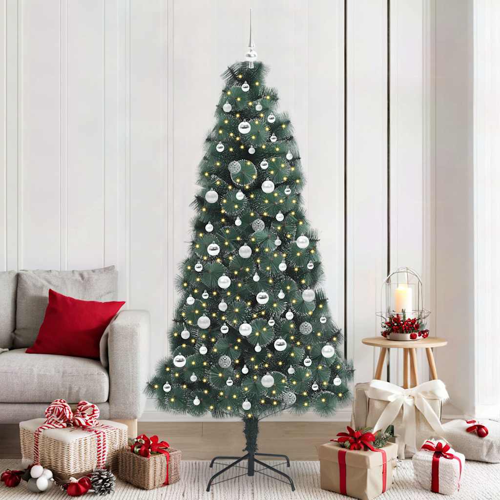 Albero di Natale Artificiale Pre-illuminato con Set di Palline