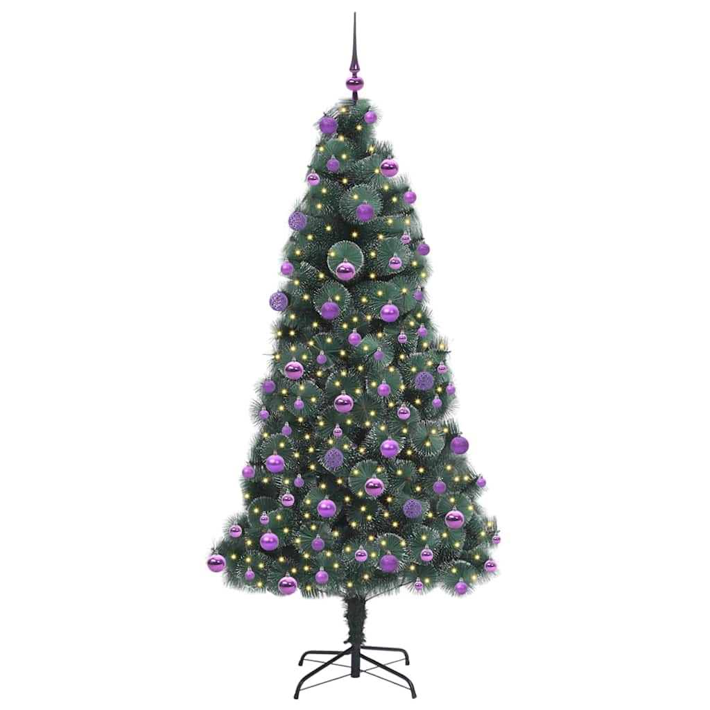 Albero di Natale Artificiale Pre-illuminato con Set di Palline