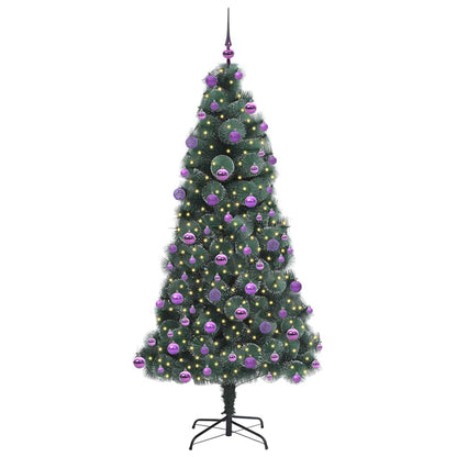 Albero di Natale Artificiale Pre-illuminato con Set di Palline