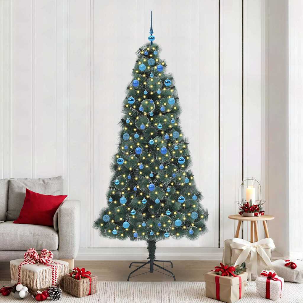 Albero di Natale Artificiale Pre-illuminato con Set di Palline