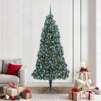 Albero di Natale Artificiale Pre-illuminato con Set di Palline