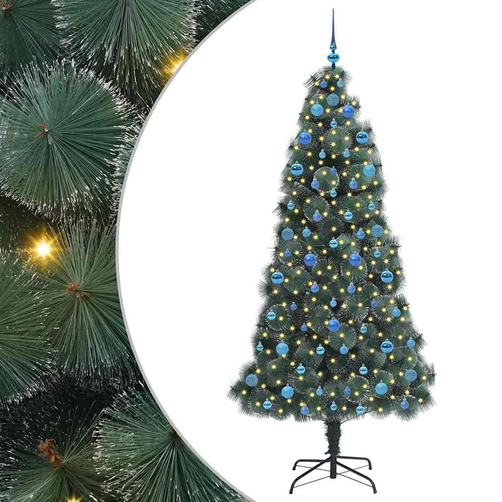 Albero di Natale Artificiale Pre-illuminato con Set di Palline