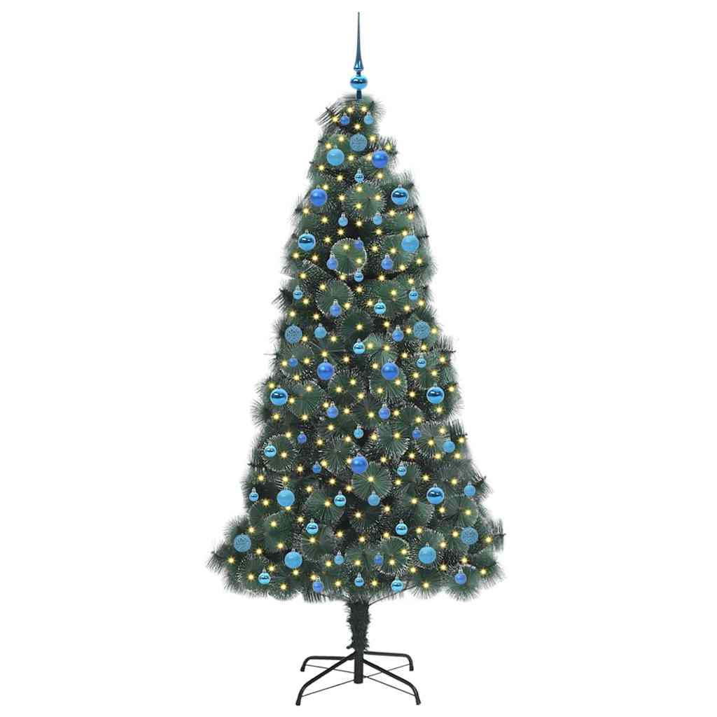 Albero di Natale Artificiale Pre-illuminato con Set di Palline