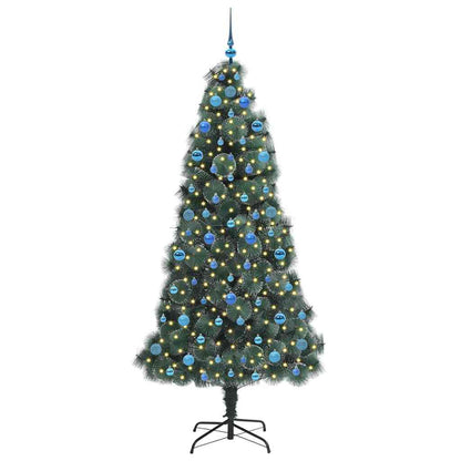 Albero di Natale Artificiale Pre-illuminato con Set di Palline