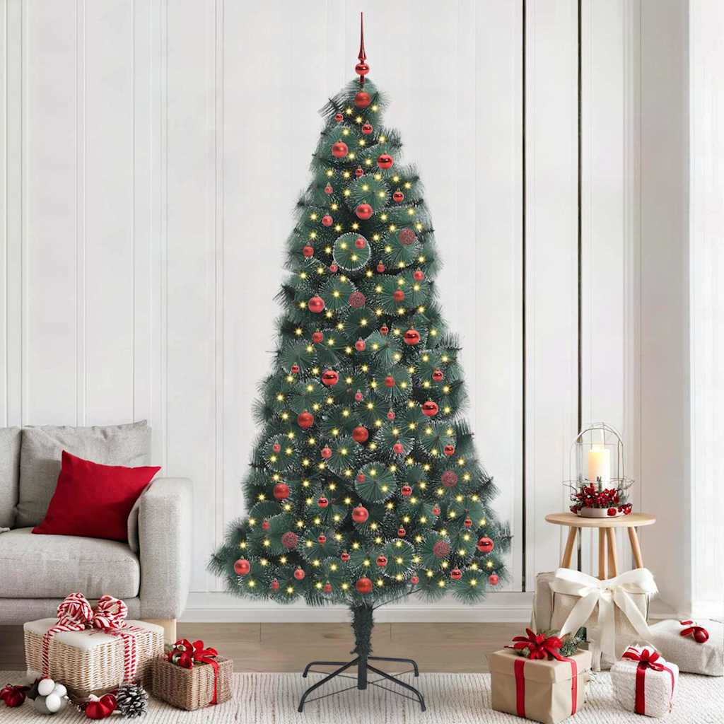 Albero di Natale Artificiale Pre-illuminato con Set di Palline