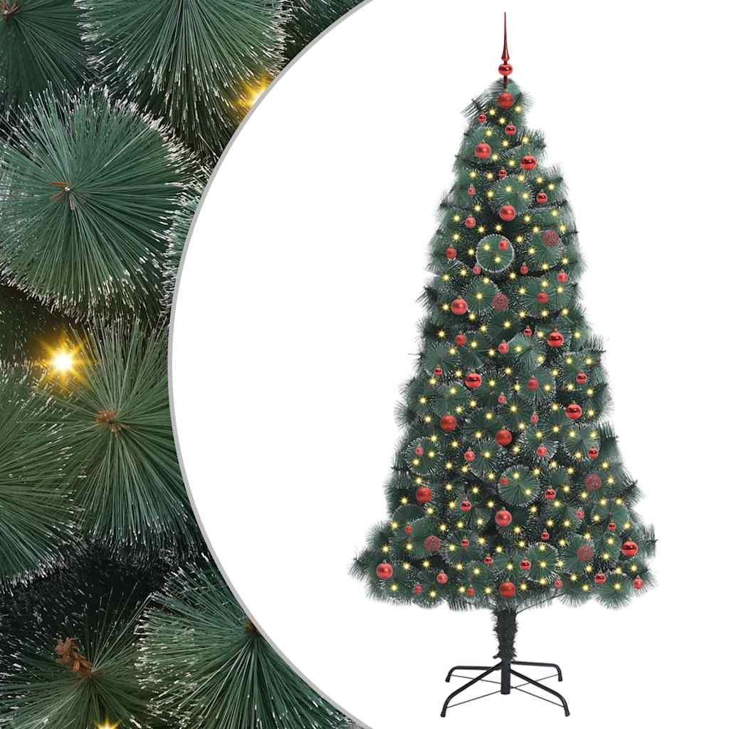 Albero di Natale Artificiale Pre-illuminato con Set di Palline