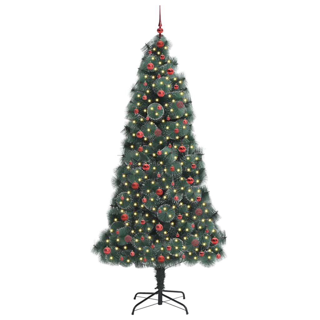 Albero di Natale Artificiale Pre-illuminato con Set di Palline