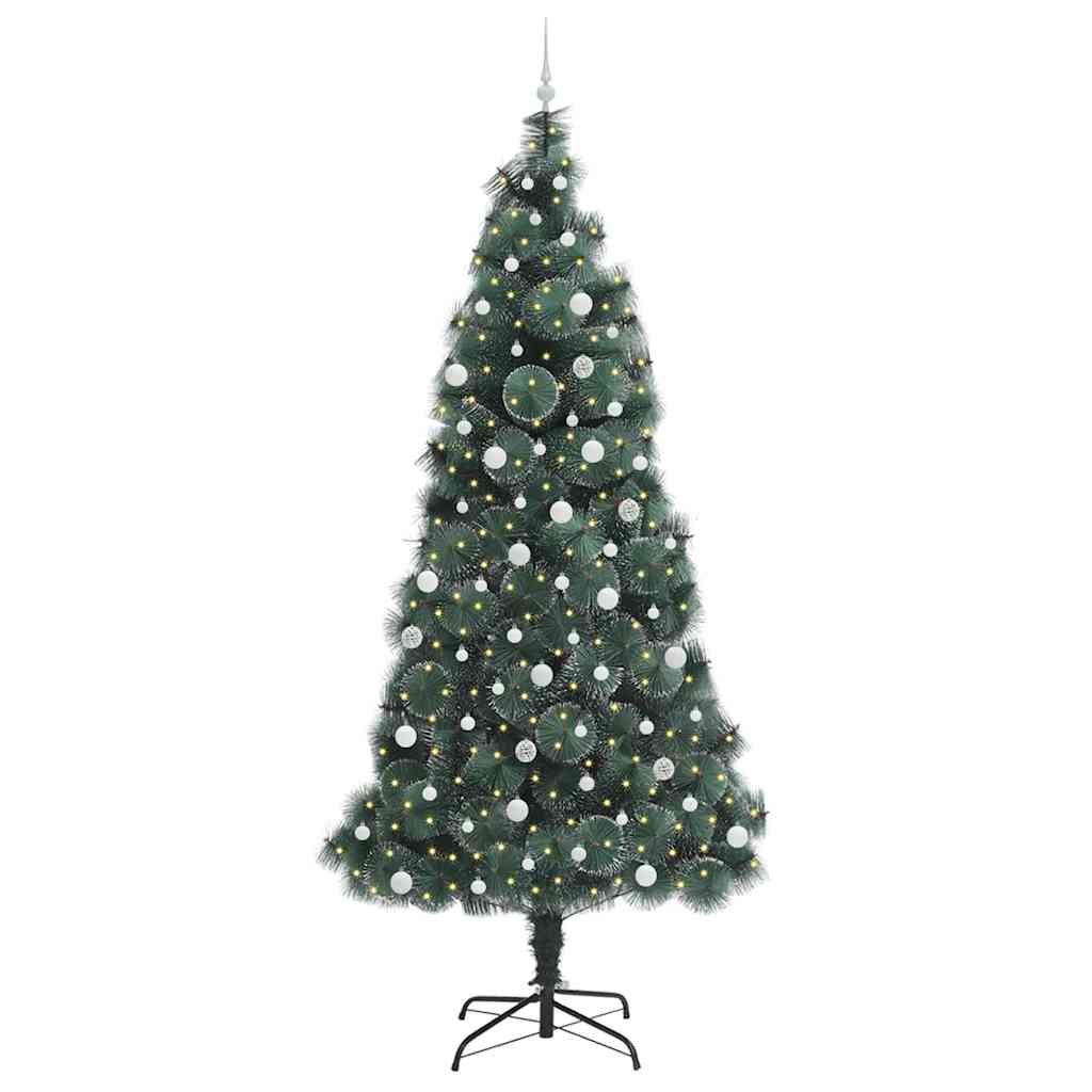 Albero di Natale Artificiale Pre-illuminato con Set di Palline