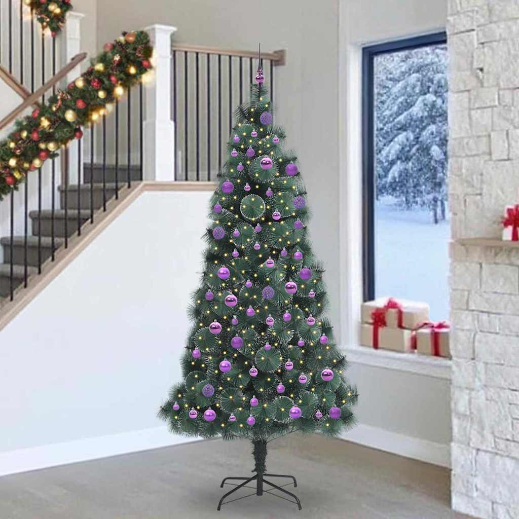Albero di Natale Artificiale Pre-illuminato con Set di Palline