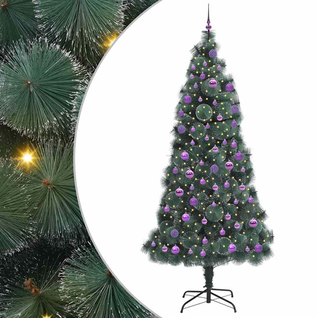 Albero di Natale Artificiale Pre-illuminato con Set di Palline