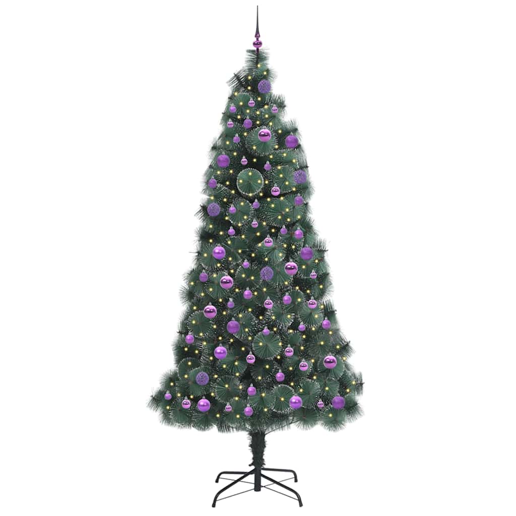 Albero di Natale Artificiale Pre-illuminato con Set di Palline