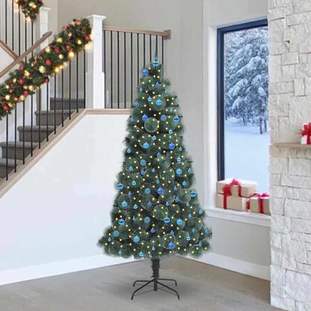 Albero di Natale Artificiale Pre-illuminato con Set di Palline
