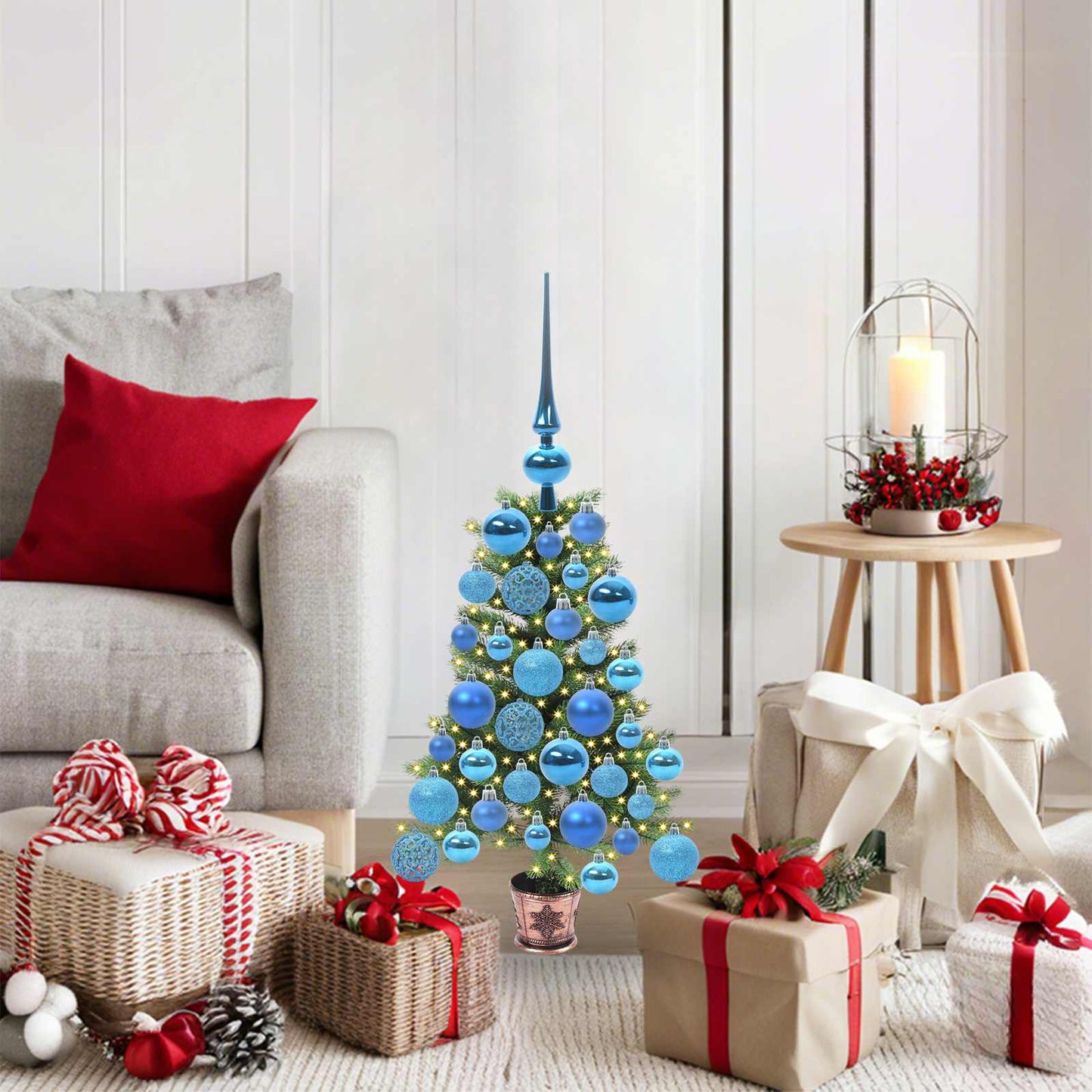 Albero di Natale con 150 LED con supporto Verde 65 cm PE