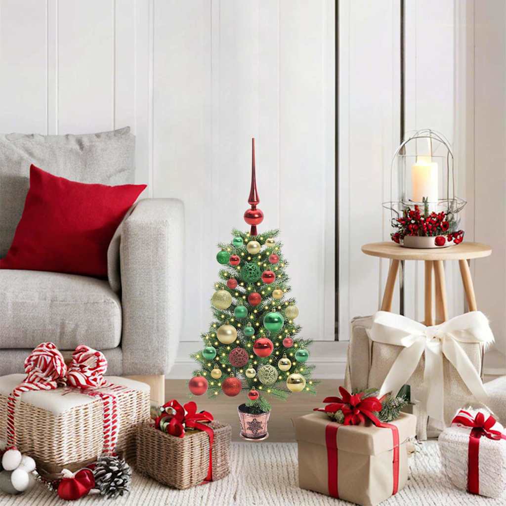 Albero di Natale con 150 LED con supporto Verde 65 cm PE