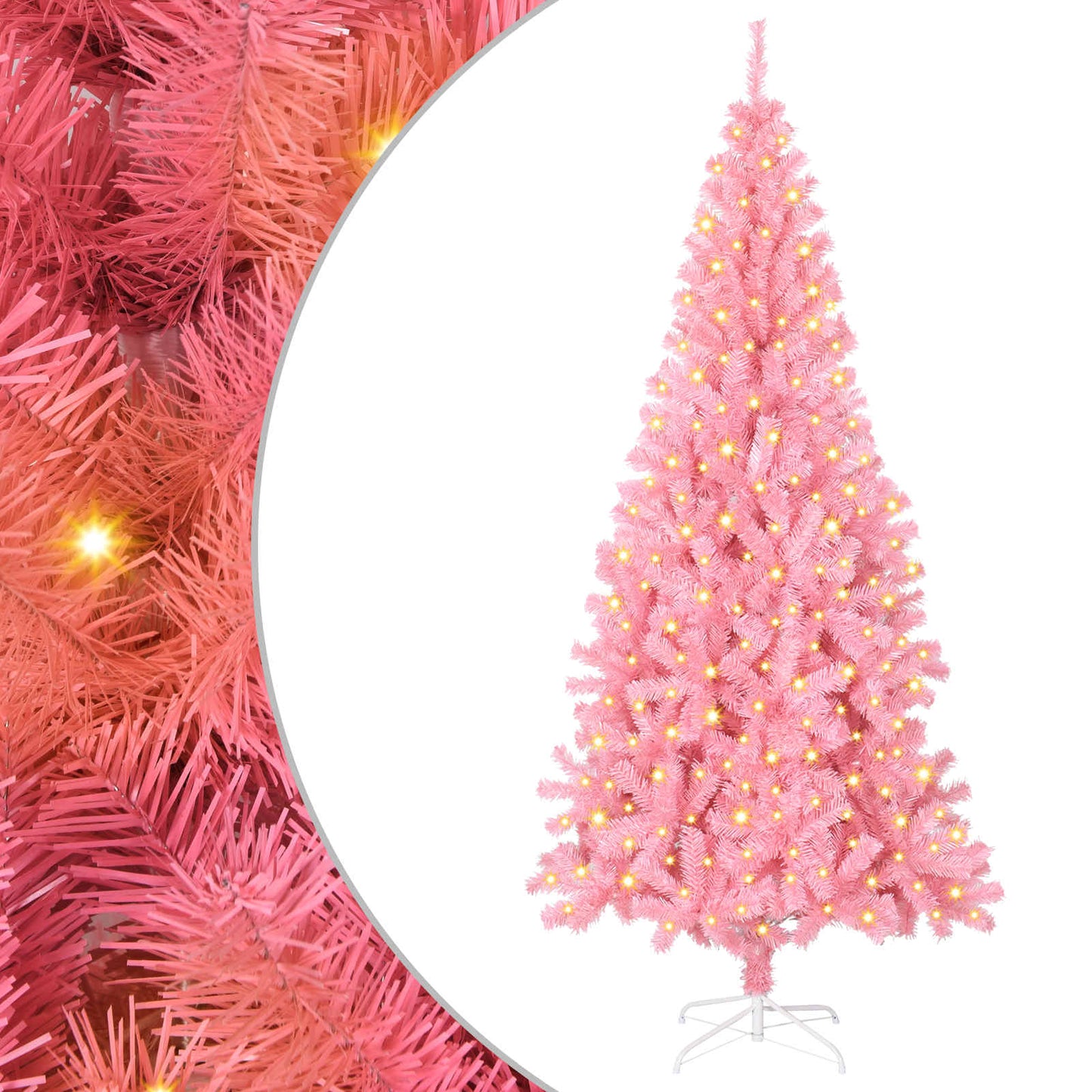 Albero di Natale con 300 LED con supporto Rosa 180 cm PVC
