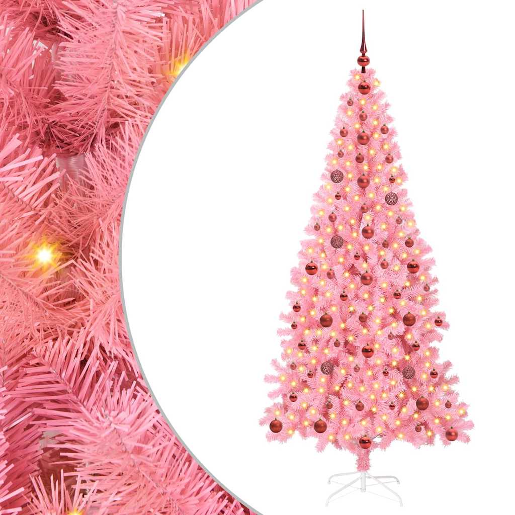 Albero di Natale con 300 LED con supporto Rosa 210 cm PVC