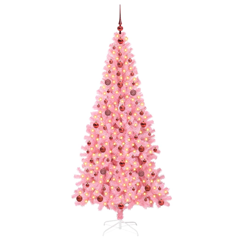 Albero di Natale con 300 LED con supporto Rosa 210 cm PVC