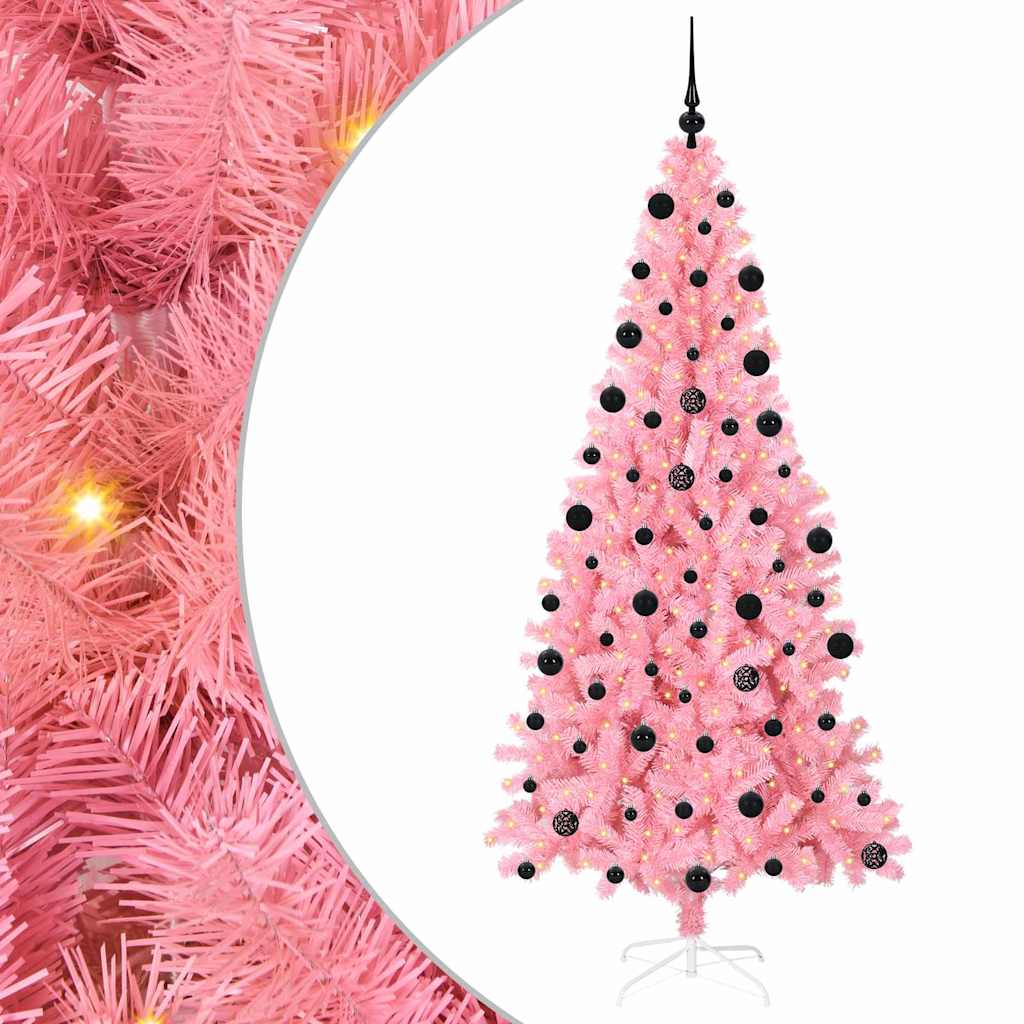 Albero di Natale con 300 LED con supporto Rosa 210 cm PVC