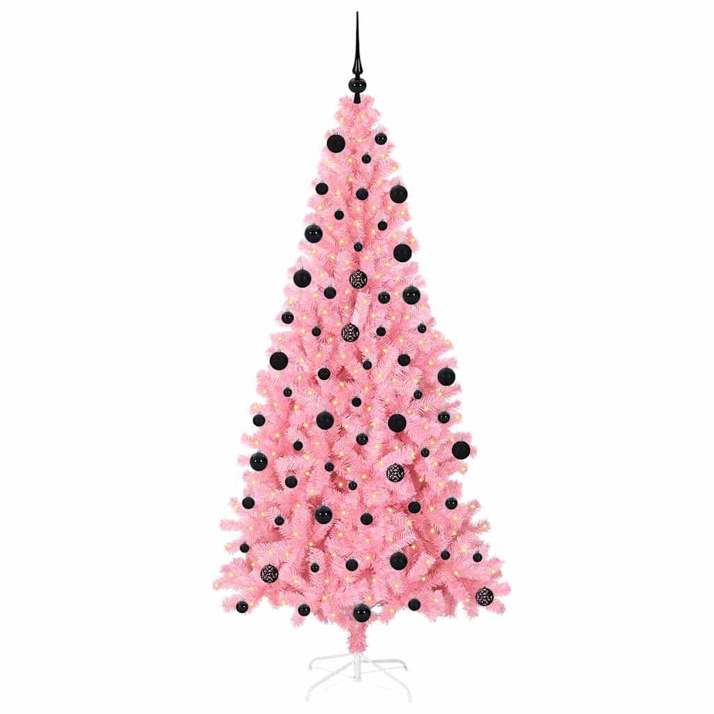 Albero di Natale con 300 LED con supporto Rosa 210 cm PVC