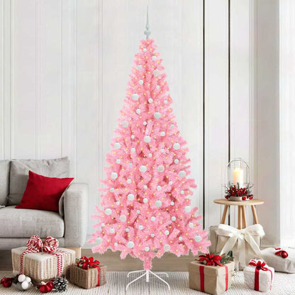 Albero di Natale con 300 LED con supporto Rosa 210 cm PVC