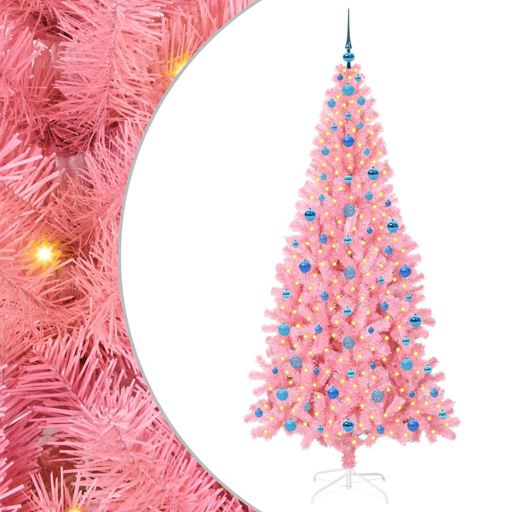 Albero di Natale con 300 LED con supporto Rosa 210 cm PVC