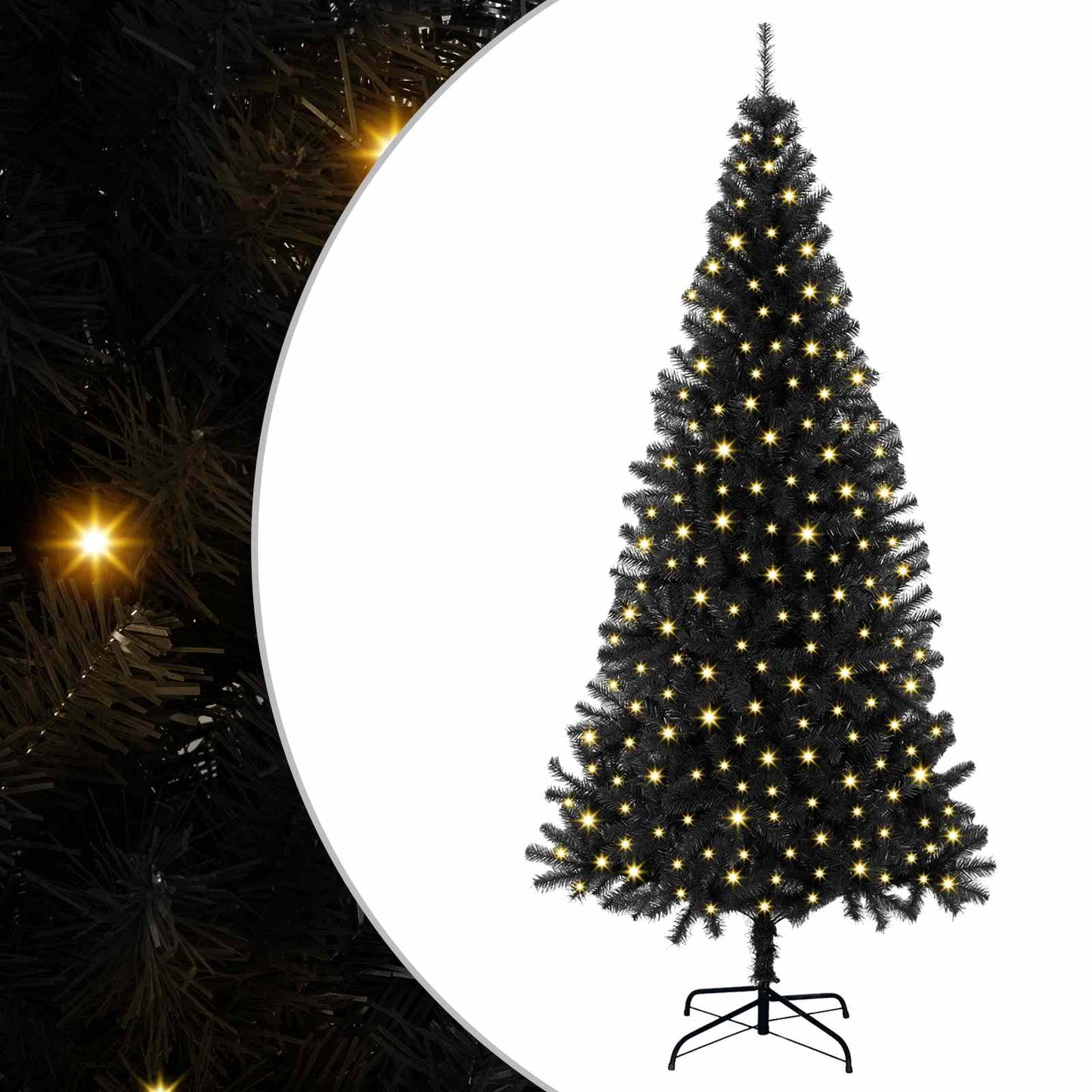 Albero di Natale con 300 LED con supporto Nero 180 cm PVC