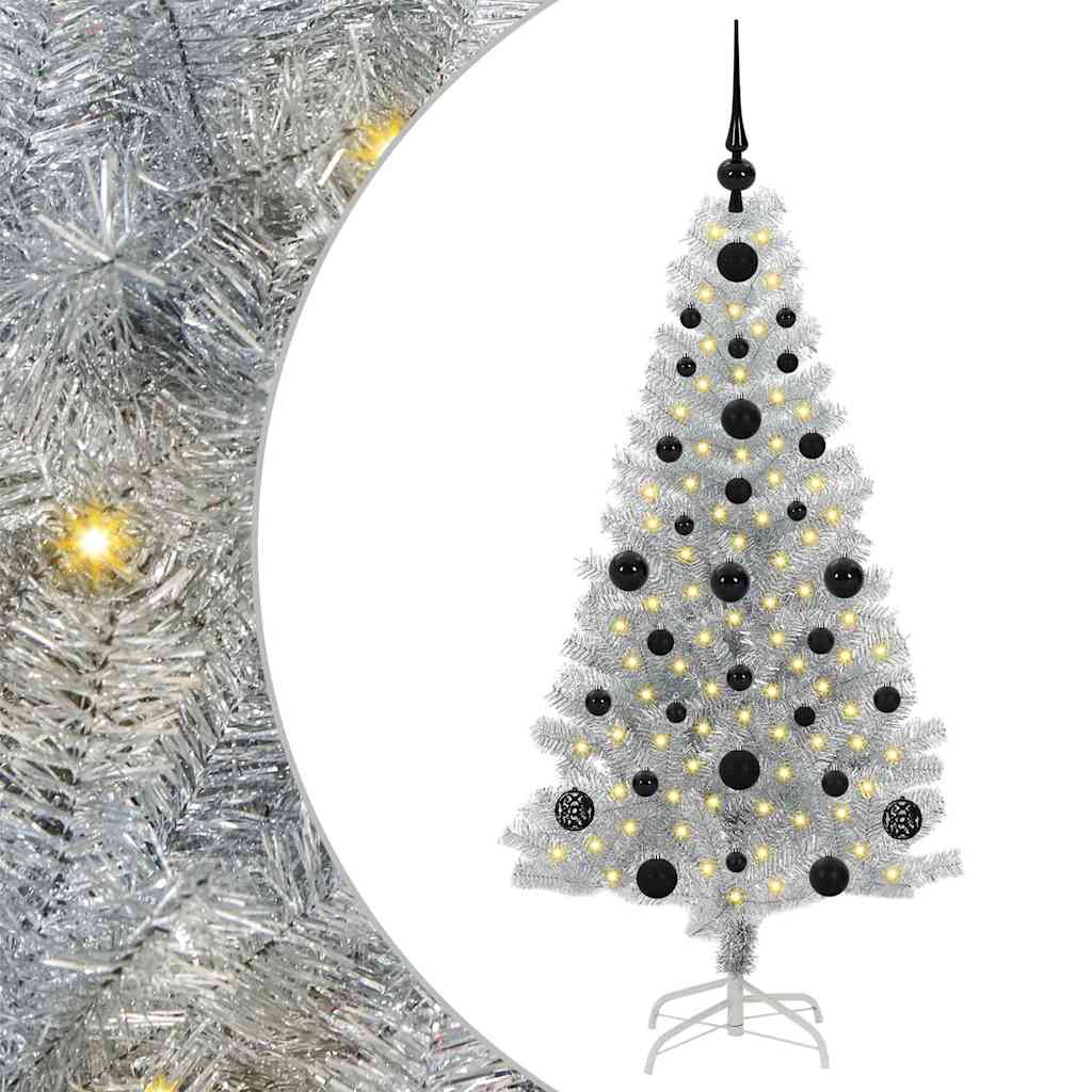 Albero di Natale con 150 LED con supporto Argento 120 cm PET