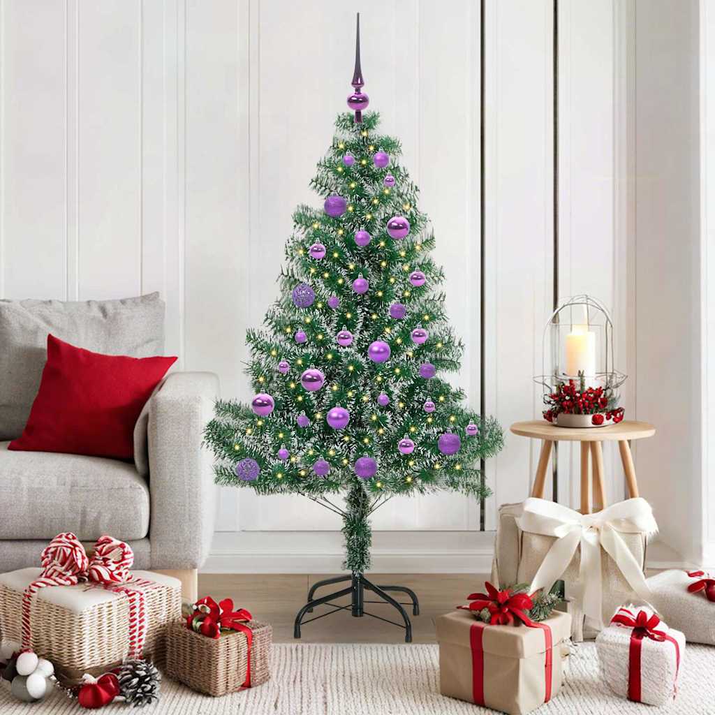 Albero di Natale Artificiale Imbiancato con Luci LED 150 cm
