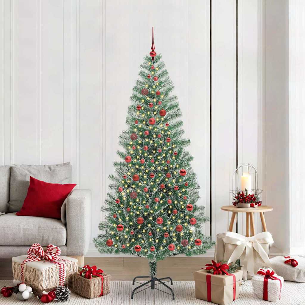 Albero di Natale Artificiale Imbiancato con Luci LED 210 cm