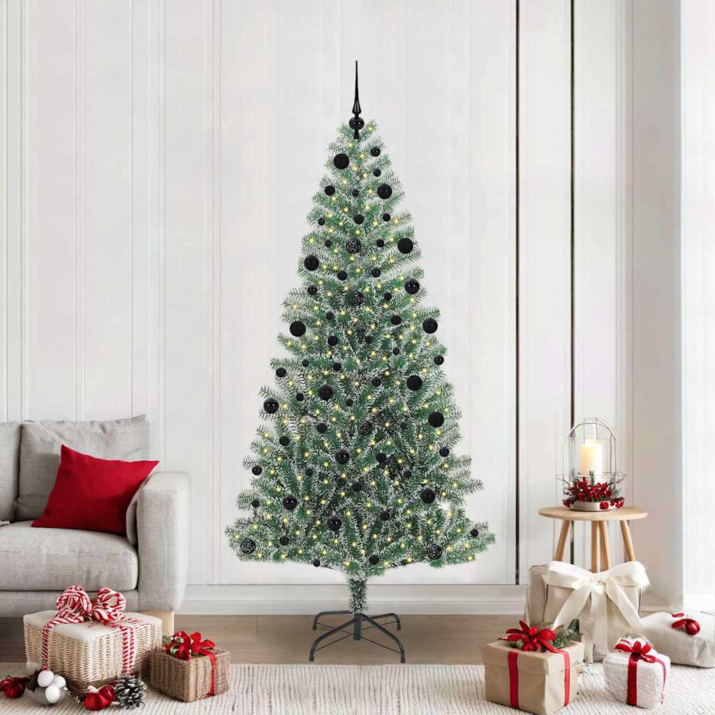 Albero di Natale Artificiale Imbiancato con Luci LED 210 cm