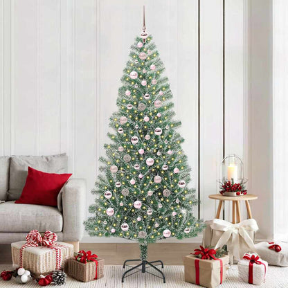 Albero di Natale Artificiale Imbiancato con Luci LED 210 cm