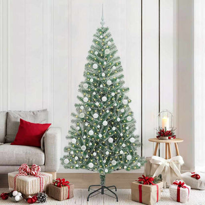 Albero di Natale Artificiale Imbiancato con Luci LED 210 cm