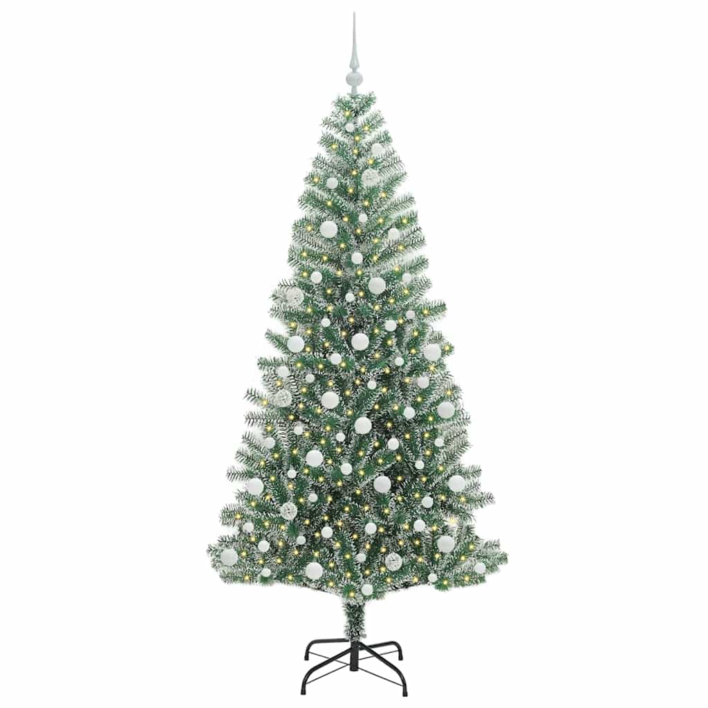 Albero di Natale Artificiale Imbiancato con Luci LED 210 cm