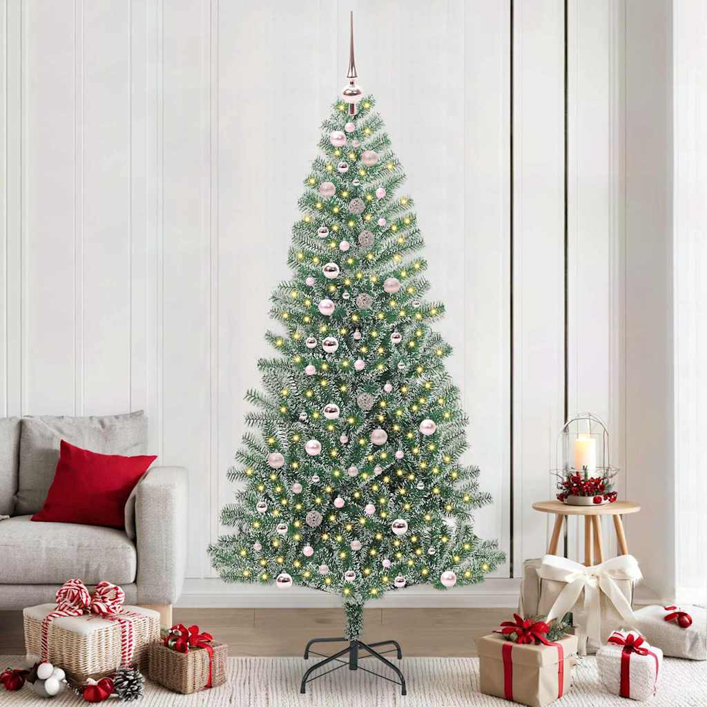 Albero di Natale Artificiale Imbiancato con Luci LED 240 cm