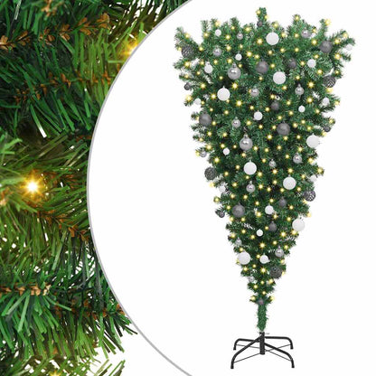 Albero di Natale artificiale pre-illuminato rovesciato con set di palline