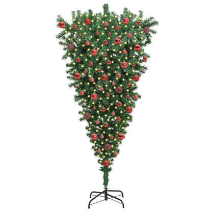 Albero di Natale Artificiale Pre-illuminato Sottosopra con Set di Palline