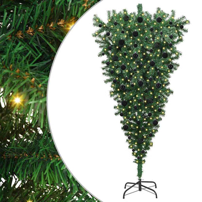 Albero di Natale artificiale preilluminato capovolto con set di palline