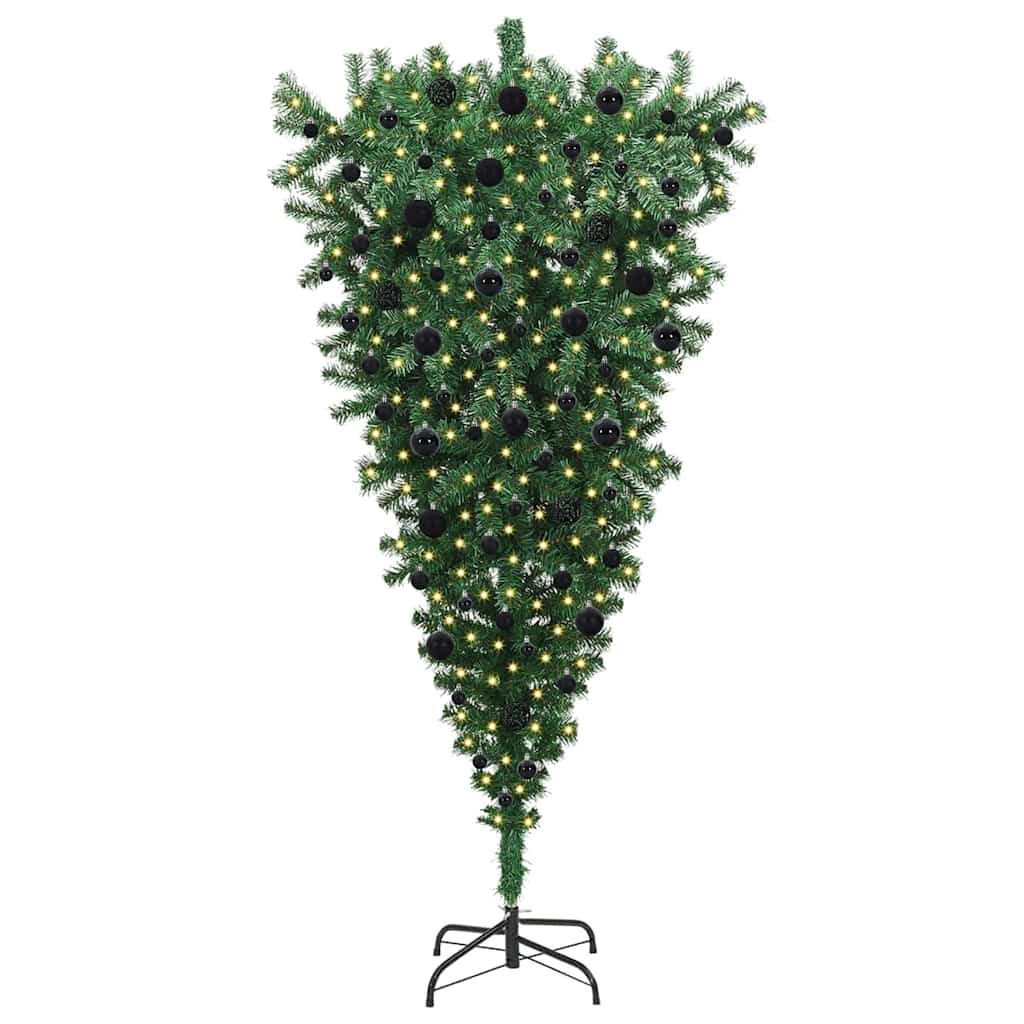 Albero di Natale artificiale preilluminato capovolto con set di palline