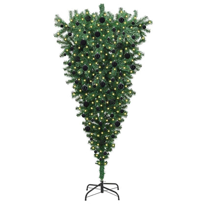 Albero di Natale artificiale preilluminato capovolto con set di palline