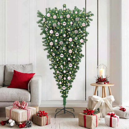 Albero di Natale artificiale pre-illuminato rovesciato con set di palline